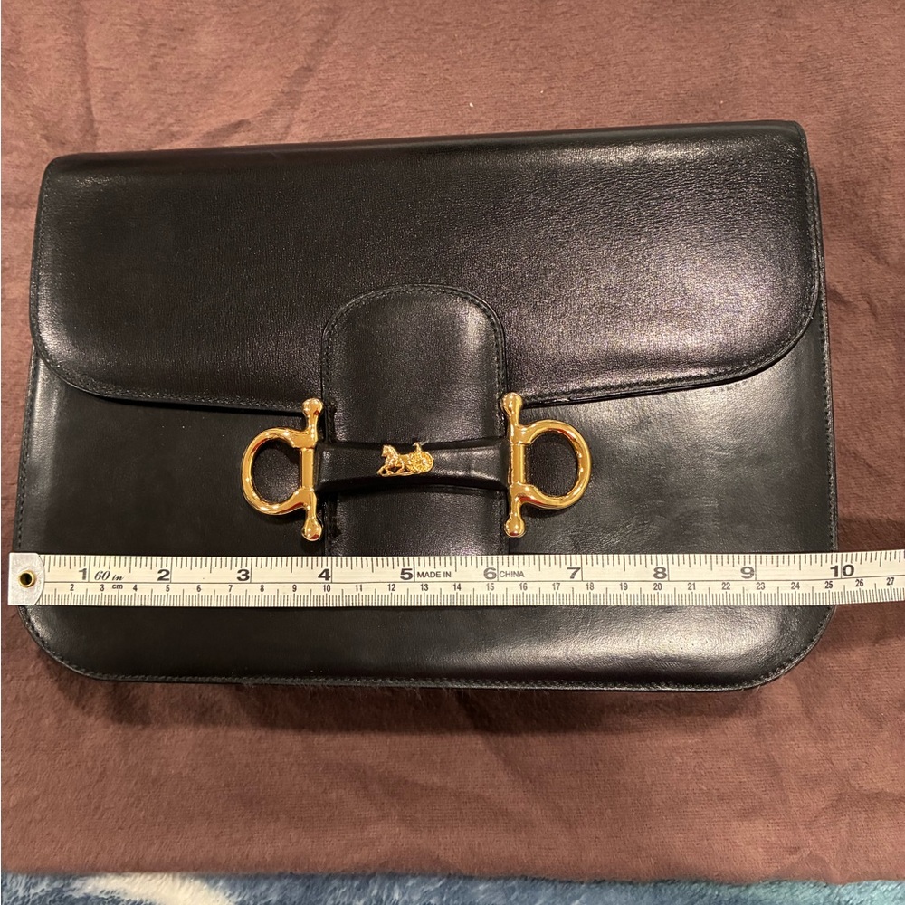 Vintage Celine Chic Black Leather Bag with Gold Accents - Picture 12 of 14